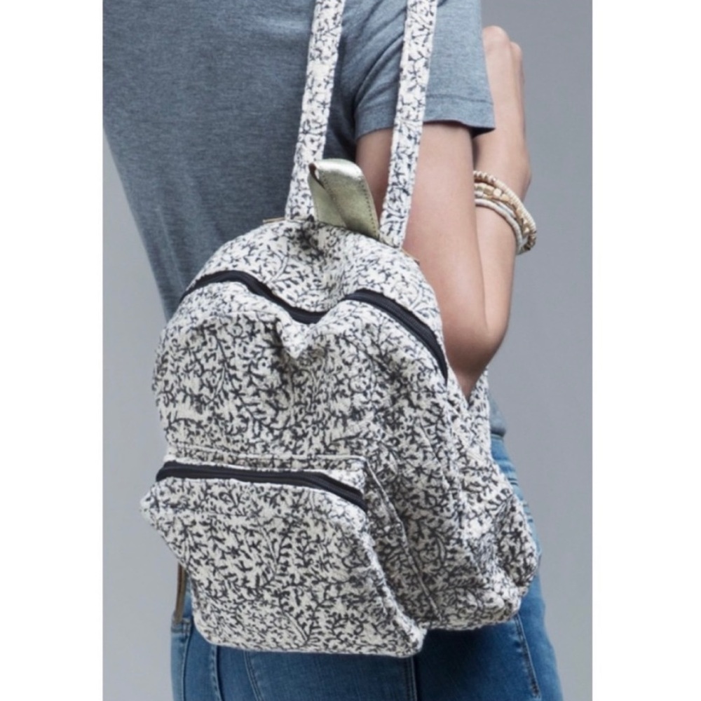 New! Ruggine Handmade Weave / Block Print Durable Backpack Bag